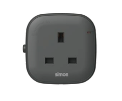 Ổ cắm đơn 3 chấu kiểu Anh 13A vuông  Simon Track Socket MTS1381 màu đen