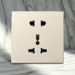 Module Ổ cắm 3 chấu đa năng và 2 chấu màu sâm panh Simon S6 581080V-46 đế vuông