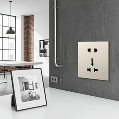 Module Ổ cắm 3 chấu đa năng và 2 chấu màu sâm panh Simon S6 581080V-46 đế vuông