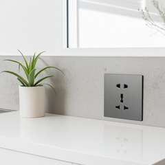 Module Ổ cắm 3 chấu đa năng và 2 chấu màu ghi xám Simon S6 581080V-61 đế vuông