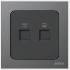 Module Ổ cắm điện thoại + Mạng Cat.6 Simon S20 825229-26 Màu Đen