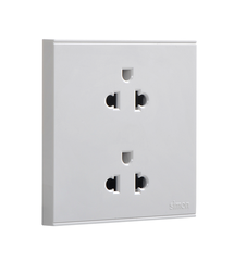 E6- Bộ Ổ cắm đôi chuẩn Âu-Mỹ 16A Simon 721287 Màu trắng