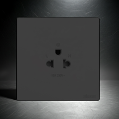 Ổ cắm đơn 3 chấu chuẩn Âu Mỹ màu đen Simon S6 581087-26 lắp chuẩn đế vuông