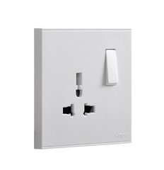 E6- Bộ Ổ cắm đơn đa tiêu chuẩn 10A kèm công tắc Simon 721089 màu trắng