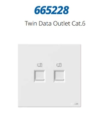 Module ổ cắm mạng đôi Cat.6 RJ45 màu Trắng Simon M7 665228 đế vuông
