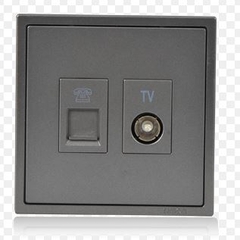 Ổ cắm tivi và điện thoại màu xám Simon I7 705301 -61 chuẩn vuông