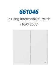 Module công tắc trung gian đôi 1 chiều màu trắng Simon M7 661046 đế vuông