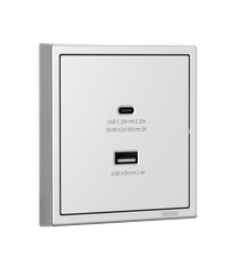 Module Ổ cắm USB (5V 2.4A) + sạc Type C (45W) màu trắng Simon I7 70E727