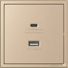 Module Ổ cắm sạc USB (5V 2.4A) + Sạc Type C (45W) màu sâm panh I7 70E727-46