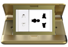 Module Ổ cắm âm sàn Simon ZD011080 gồm 1 ổ cắm đa năng + 1 ổ 2 chấu màu vàng