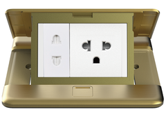 Module Ổ cắm âm sàn Simon ZD011087 gồm 1 ổ cắm đơn 3 chấu + 1 ổ cắm 2 chấu thường màu vàng