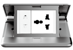 Module Ổ cắm âm sàn đa năng kèm ổ cắm 2 chấu Simon ZD021080 màu Bạc