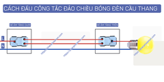 Sơ đồ hướng dẫn cách đấu công tắc đảo chiều bóng đèn cầu thang hạt công tắc  Panasonic Wide Series