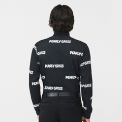 PEARLY GATES Men's Golf Wear C Sorona French Terry Long Sleeve High Neck Cut and Sewn Puffy Logo Pattern 0536166019