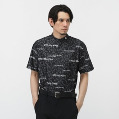 PEARLY GATES Men's Golf Wear Tricot 4-Way Block Jacquard Short Sleeve Mock Neck Cut and Sewn Leopard Pattern 0535267605