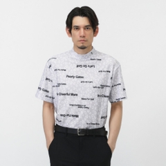 PEARLY GATES Men's Golf Wear Tricot 4-Way Block Jacquard Short Sleeve Mock Neck Cut and Sewn Leopard Pattern 0535267605