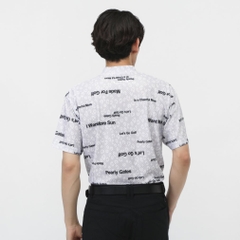 PEARLY GATES Men's Golf Wear Tricot 4-Way Block Jacquard Short Sleeve Mock Neck Cut and Sewn Leopard Pattern 0535267605