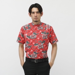 MASTER BUNNY EDITION Men's Golf Wear Nylon Honeycomb Tricot Speech Bubble Print Short Sleeve High Neck Cut and Sewn 7585167603