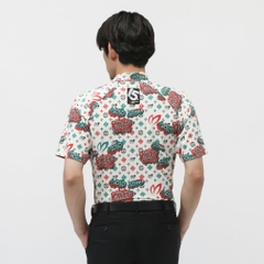 MASTER BUNNY EDITION Men's Golf Wear Nylon Honeycomb Tricot Speech Bubble Print Short Sleeve High Neck Cut and Sewn 7585167603