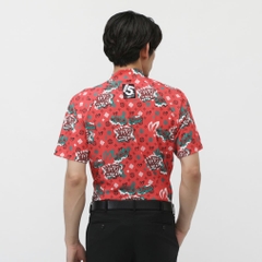 MASTER BUNNY EDITION Men's Golf Wear Nylon Honeycomb Tricot Speech Bubble Print Short Sleeve High Neck Cut and Sewn 7585167603