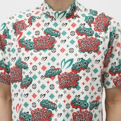 MASTER BUNNY EDITION Men's Golf Wear Nylon Honeycomb Tricot Speech Bubble Print Short Sleeve High Neck Cut and Sewn 7585167603