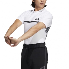 adidas Men's Golf Wear Big Logo Short Sleeve Mock Neck Shirt