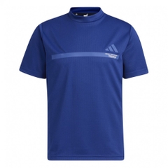 adidas Men's Golf Wear Big Logo Short Sleeve Mock Neck Shirt
