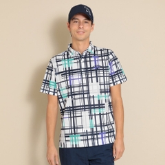 Callaway Men's Golf Wear Ventilated Mesh Check Pattern Short Sleeve Shirt C24134115