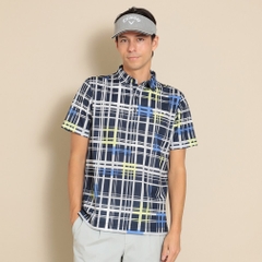 Callaway Men's Golf Wear Ventilated Mesh Check Pattern Short Sleeve Shirt C24134115
