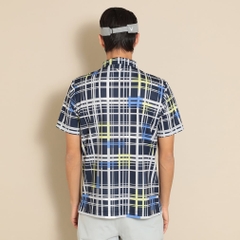 Callaway Men's Golf Wear Ventilated Mesh Check Pattern Short Sleeve Shirt C24134115