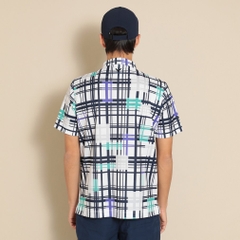 Callaway Men's Golf Wear Ventilated Mesh Check Pattern Short Sleeve Shirt C24134115