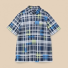 Callaway Men's Golf Wear Ventilated Mesh Check Pattern Short Sleeve Shirt C24134115