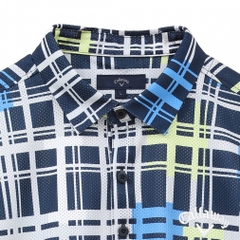 Callaway Men's Golf Wear Ventilated Mesh Check Pattern Short Sleeve Shirt C24134115