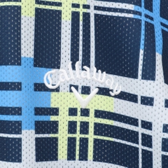 Callaway Men's Golf Wear Ventilated Mesh Check Pattern Short Sleeve Shirt C24134115