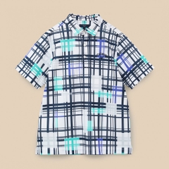 Callaway Men's Golf Wear Ventilated Mesh Check Pattern Short Sleeve Shirt C24134115