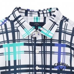 Callaway Men's Golf Wear Ventilated Mesh Check Pattern Short Sleeve Shirt C24134115