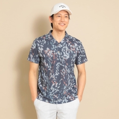 Callaway Men's Golf Wear Multi-Color Print Mesh Pique Open Collar Shirt