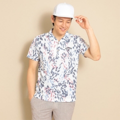Callaway Men's Golf Wear Multi-Color Print Mesh Pique Open Collar Shirt
