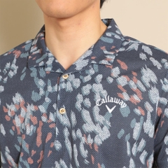 Callaway Men's Golf Wear Multi-Color Print Mesh Pique Open Collar Shirt