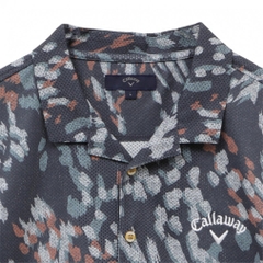 Callaway Men's Golf Wear Multi-Color Print Mesh Pique Open Collar Shirt