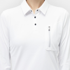 DESCENTE GOLF Women's Golf Apparel Long Sleeve Polo Shirt with Chest Zip Pocket DG5FLS50L