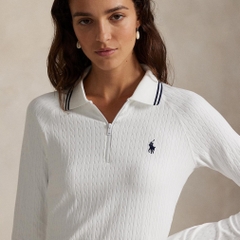 RALPH LAUREN Women's Golf Apparel Cable Quarter Zip Long Sleeve Polo Shirt FW25-2655