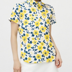 kolwin Women's Golf Apparel Floral Print Short Sleeve Half Zip Shirt KO-1H2005Z