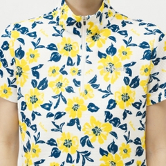 kolwin Women's Golf Apparel Floral Print Short Sleeve Half Zip Shirt KO-1H2005Z