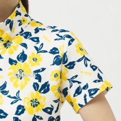 kolwin Women's Golf Apparel Floral Print Short Sleeve Half Zip Shirt KO-1H2005Z