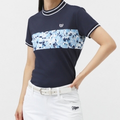 TIGORA Ladies' Golf Wear Heat Shielding UV Cut Pique Pattern Panel Short Sleeve Mock Shirt TR-1H2135H