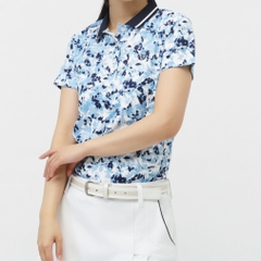 TIGORA Ladies' Golf Wear Heat Shielding UV Cut Pique Printed Pattern Short Sleeve Polo Shirt TR-1H2145P