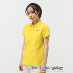 PEARLY GATES Women's Golf Apparel [Pokemon] Pikachu Border Style Pique Short Sleeve Polo Shirt 0555160332