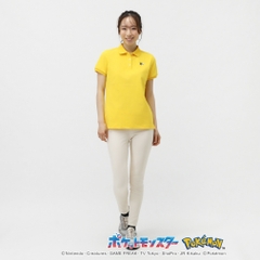 PEARLY GATES Women's Golf Apparel [Pokemon] Pikachu Border Style Pique Short Sleeve Polo Shirt 0555160332