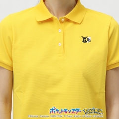 PEARLY GATES Women's Golf Apparel [Pokemon] Pikachu Border Style Pique Short Sleeve Polo Shirt 0555160332